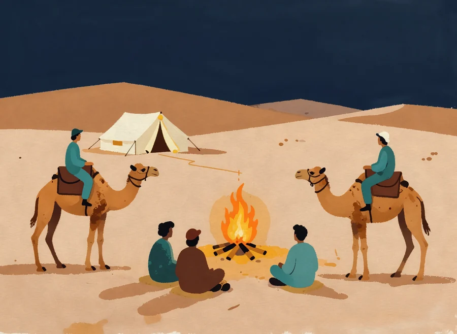 Firelight in the dunes