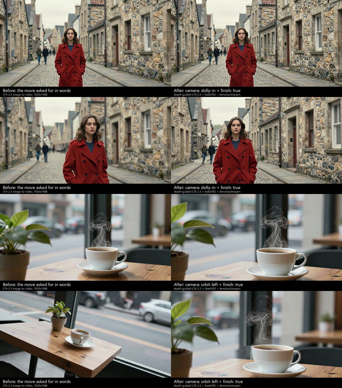Before and after: the move asked for in words (left), the named move with the finishing pass (right)