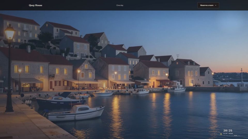 Light as the scroll: a harbour at blue hour